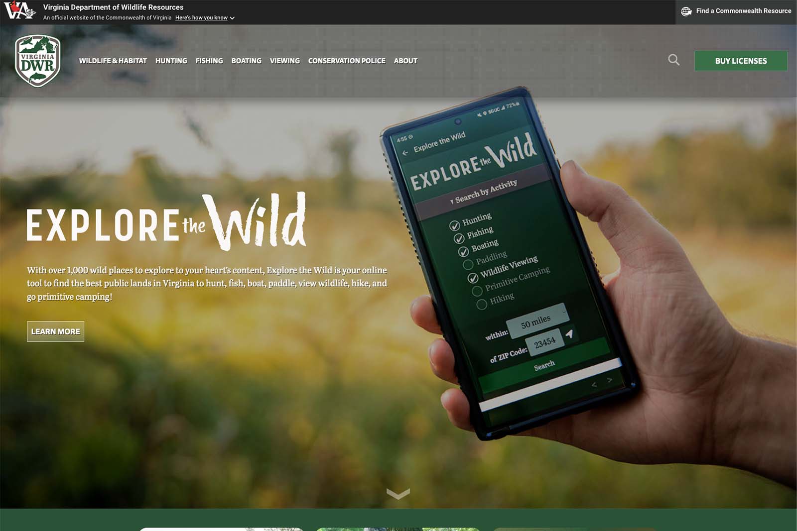 لقطة شاشة للصفحة الرئيسية لموقع DWR الإلكتروني