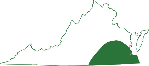 خريطة نطاق السمندل اللزج على ساحل المحيط الأطلسي