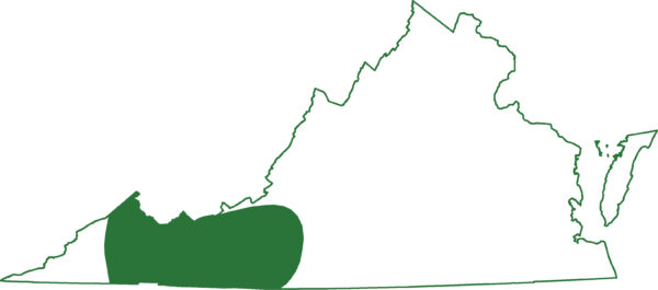 خريطة نطاق السمندل الأزرق الداكن في بلو ريدج