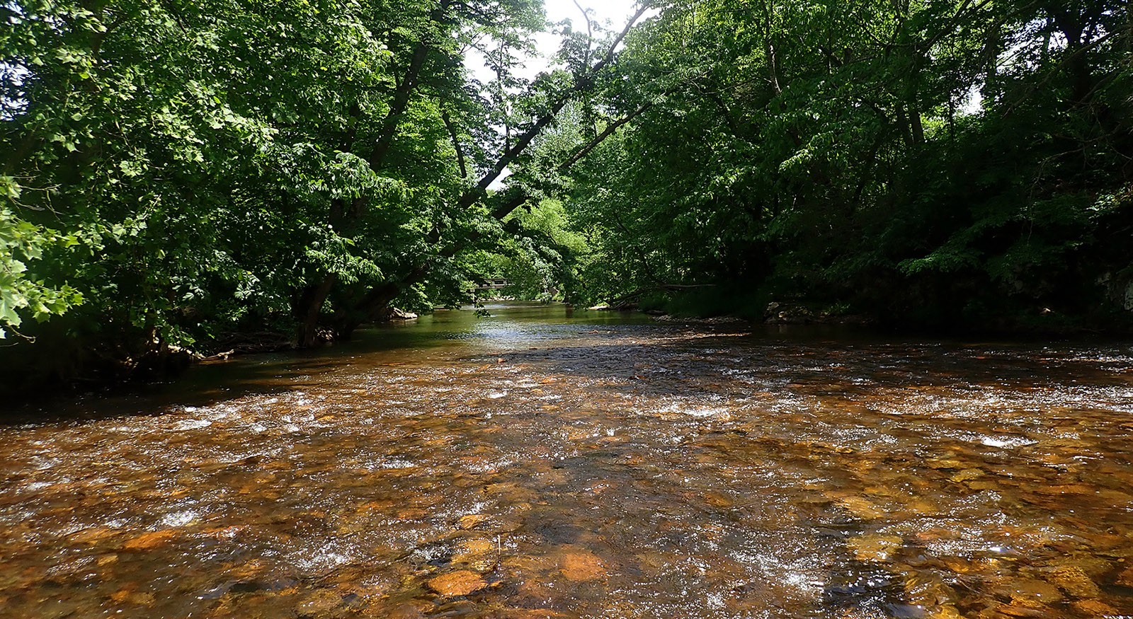 تيار سريع الحركة من الصخور المحمرّة