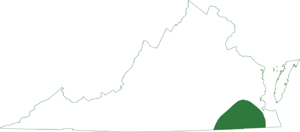 خريطة توضّح نطاق ضفدع البلوط